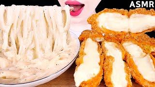 ASMR MUKBANG｜CREAMY NOODLES UDON CHEESE PORK CUTLET 꾸덕 크림우동 치즈 돈까스 EATING SOUNDS 먹방 [upl. by Aicercal]