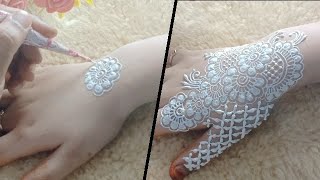 White Henna Design DIY White Henna Beautiful White Mehndi  How to Apply White Henna easy white [upl. by Wunder]