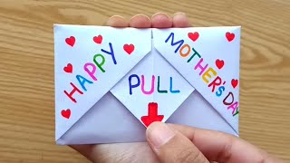 DIY  SURPRISE MESSAGE CARD FOR MOTHERS DAY  Pull Tab Origami Envelope Card  Mothers Day Card [upl. by Sheelah452]