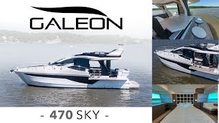 IN DEPTH Walkthrough  2019 Galeon 470 Sky  MarineMax Lake of the Ozarks Missouri [upl. by Yadsendew]