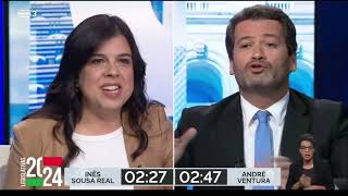 PAN vs CHEGA  Inês de Sousa Real vs André Ventura  Eleições Legislativas 2024 [upl. by Klute]