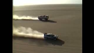 DAF Turbotwin X1 Paris Dakar 1988 Jan de Rooy mass start overtake Ari Vatanen Peugeot 405T16 [upl. by Lally475]