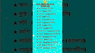 বাংলা উচ্চারণ সহ রোগের ইংরেজি নাম 🪴english vocabulary [upl. by Nahn]