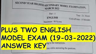 Plus Two English Model Exam Answer Key [upl. by Kaitlynn547]