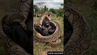 Unbelievable Fight Between Gorilla and Python Caught on Camera shorts [upl. by Adalie]