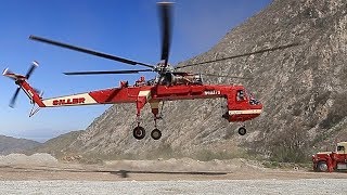 Skycrane S64 E Sikorsky setting power poles for Southern California Edison [upl. by Hurff]