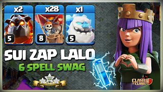 6 SPELL SWAG TH12 ZAP LALO  Th 12 SUI LAVALOON  Best Th12 SUI LALO Strategy  3 Star Attack Coc [upl. by Anairam]