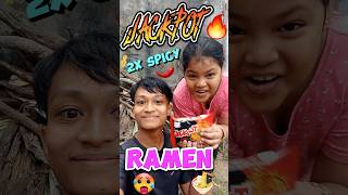 2x SPICY RAMEN NOODLES CHALLENGE 🍜 [upl. by Kcir]