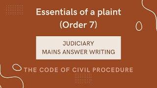 Essentials of a plaint  CPC  Mains Answer writing  Judiciary exam [upl. by Ailadi225]