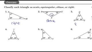 Classifying Triangles as Acute Equiangular Obtuse or Right [upl. by Dej]