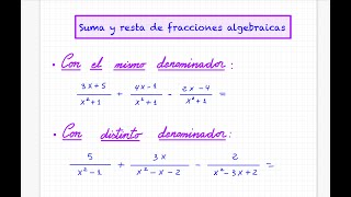 Suma y resta de fracciones algebraicas [upl. by Rolyat]