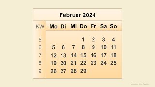 Kalender Februar 2024 [upl. by Rosamund36]