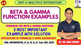 BETA GAMMA FUNCTION IMPORTANT QUESTIONS  BETA AND GAMMA FUNCTION EXAMPLES  ENGINEERING MATHEMATICS [upl. by Cordelia]