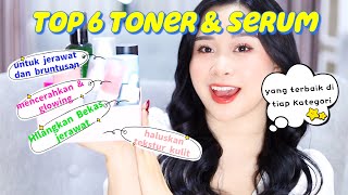 TOP 6 TONER  SERUM TERBAIK utk jerawatbekasbruntusantekstur kulitkomedoporipori [upl. by Ahsinet]