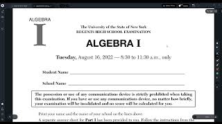 August 2022 Algebra 1 Regents Review multiple choice [upl. by Rennug]