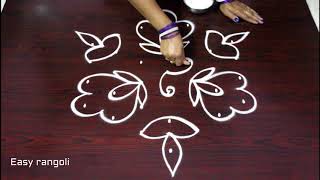 easy diwali rangoli designs for beginners  rangoli art designs for diwali  simple kolam with dots [upl. by Aznaed]