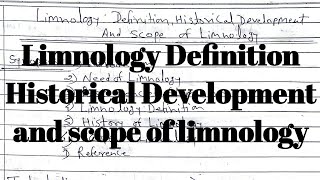 Limnology Definition  Historical Development And Scope Of Limnology [upl. by Leone]