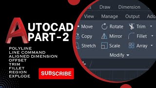 AUTOCAD PART2  Line Polyline Fillet Explode Region Trim Offset autocad autocadtutorials [upl. by Esikram]