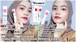 Review 1 Bulan Pemakaian YOUBUY Whitening amp Freckle Removing Cream  Bagus Banget [upl. by Avitzur]