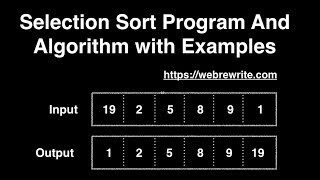 Selection Sort Program and Algorithm Explained with Examples [upl. by Gnil]