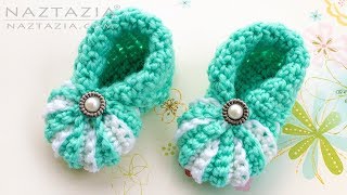 HOW to CROCHET SIMPLE BABY BOOTIES  Easy Shoes for Babies by Naztazia [upl. by Maccarone817]