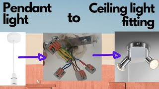 How to replace Pendant light with Ceiling Light Fitting  Step by Step Wiring and Tips [upl. by Keviv]