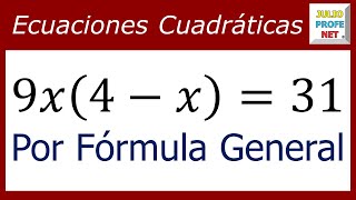 ECUACIONES CUADRÁTICAS POR FÓRMULA GENERAL  Ejercicio 2 [upl. by Fifi246]