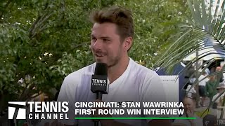 Stan Wawrinka Collector of Tennis Channel Mugs Cincinnati 1R Win [upl. by Nonnag260]