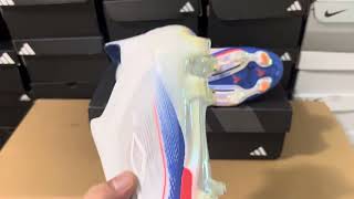 Adidas F50 Lightstrike Pro Laceless FG Firm Ground Soccer Cleats  Cloud WhiteSolar RedLucid Blue [upl. by Kiehl]