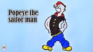 How to draw Popeye the sailor man  Step by step easy drawing [upl. by Ttayw]