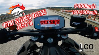 Ktm super duke 1290 R launch control acceleration top speed 0100 100200kmh sound akraprovic [upl. by Lat617]