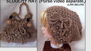 CROCHET SLOUCHY HAT to match Frilly Purse [upl. by Eizus]