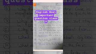 Class 9 english important questions 202425  midtrerm exam english paper class 9 doe [upl. by Flory]