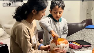 বাচ্চাদের school এ halloween কুমড়ো প্রোজেক্টমেহা বানালো লণ্ঠন আর রামা বানালো বাঁদর🐒 [upl. by Neelyad]