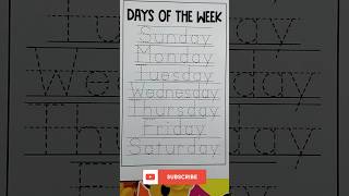 Days of the Week daysoftheweek weekdaysname tracing shorts [upl. by Hafeetal]