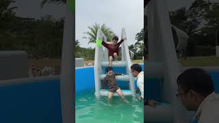 Is the inflatable step perfect for the pool or not  🤝😇inflatableladder poolladder ipoolgopool [upl. by Armil]