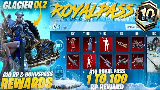 A10 royal pass 1 to 100 RP rewards \Upgradeable Glacier UAZ vehicle skin \Pubg [upl. by Violet]