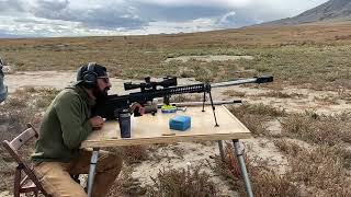 Desert Tech DT HTI 50BMG 50cal 50 BMG Browning Machine Gun vs 1100 yard plate [upl. by Htrag]