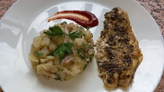 merluzzo al fornowhithing fish recipepotato salad and hot chilli sauceحوت ميرلا فالفرن [upl. by Infeld]