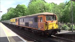 CLASS 73 DTRAINING CAR TRANSPORTER amp DOUBLE HEADER 92 THRU PLUCKLEY ASHFORD WESTENHANGER 240524 [upl. by Alekim]