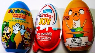 3 huevos sorpresa en español de Super Mario Hora de aventuras y Kinder joy [upl. by Roxana]