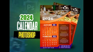 How to Design A 2024 Calendar in Adobe Photoshop  Wall Calendar Stepbystep easy tutorial [upl. by Ilona]