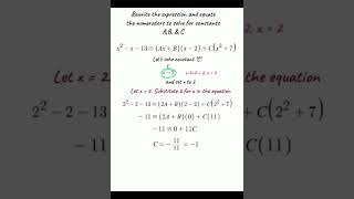 Partial Fractions Decomposition Quadratic Factors in 40 secs [upl. by Dyana]