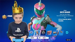 Unlocking NEW Fortnite Battle Pass Skin BRITE RAIDER PASTEL Gold Crown Victory Royale Wins Gameplay [upl. by Nitas397]