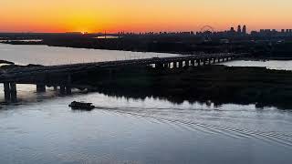 Scenic View of Songhua River from Top of ShangriLa Hotel in Harbin China [upl. by Etienne]