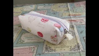 裏地付きマチあり簡単ペンケース 作ってみた＆作り方 kawaii pouch 縫い代の見えない作り方 22cmファスナー使用 [upl. by Nikkie]