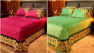 Luxury Stylish Fancy Frilly Laceup Bedsheets Pellow Cushion Design Ideas [upl. by Phillipp610]