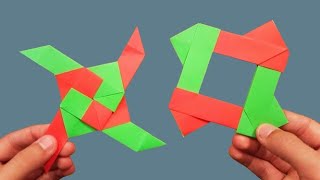 How To Make a Paper Transforming Ninja Star 2  Origami [upl. by Nydnarb590]