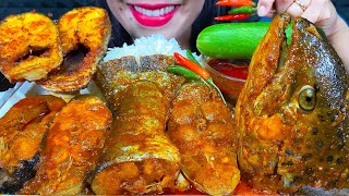 MASSIVE FISH FEAST BIG FISH CURRY FISH FRY BASMATI RICE ASMR MUKBANG Eating Sounds [upl. by Odnam]