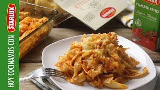 Tagliatelle gratinados con salsa de tomate y atún [upl. by Donnelly]